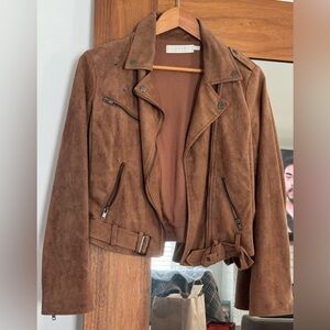 ASTR Brown Suede Moto Jacket with Belt
